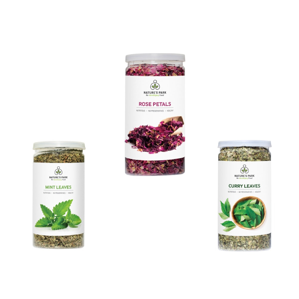 Natural Herbs Combo OF (Rose Petals 40g , Curry Leaves 40g & Mint Leaves 35g) Wemy Store
