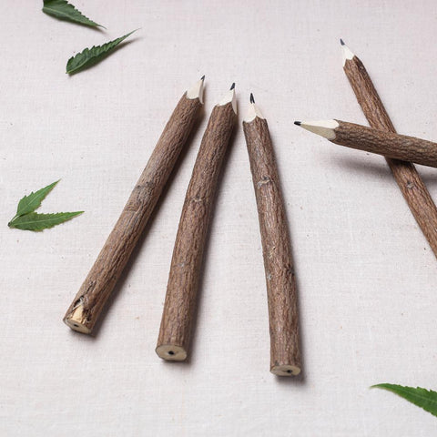Natural Neem Wood Pencil (Set of 5) Handcrafted Wemy Store