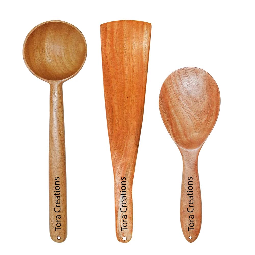 Neem Wood Essential Cooking Ladles-Daily Use Pack of 3 Wemy Store