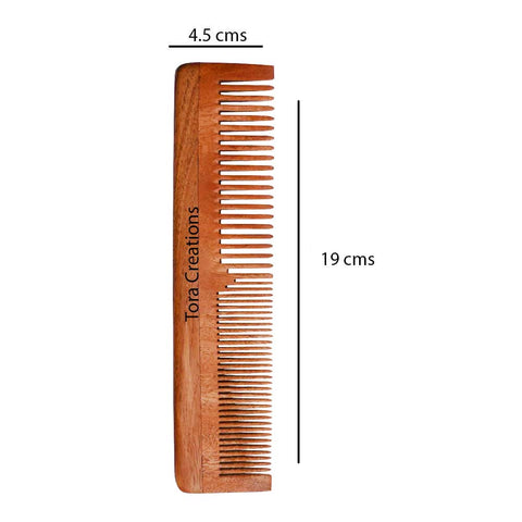 Neem Wood Pocket, Medium Tooth Handle & 2 In 1 Comb [ Handmade | Eco-Friendly ] Wemy Store