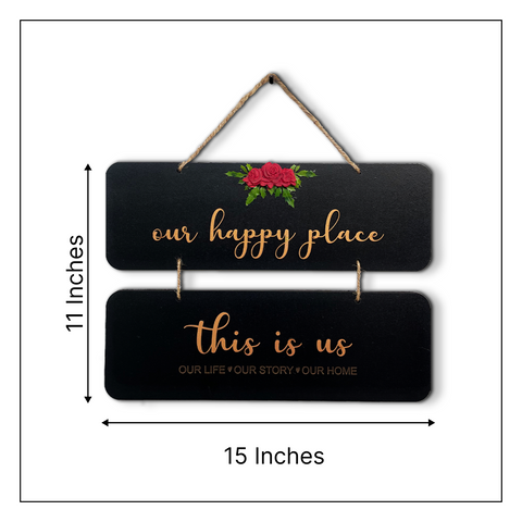 Our Happy Place 2 Layers Wooden Wall Hanging Wemy Store