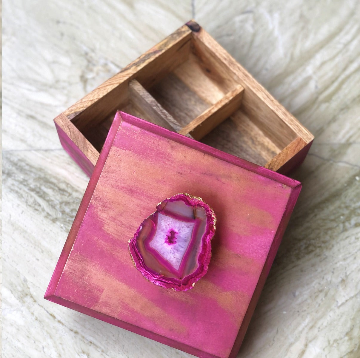 Pink Box with Agate Knob Wemy Store