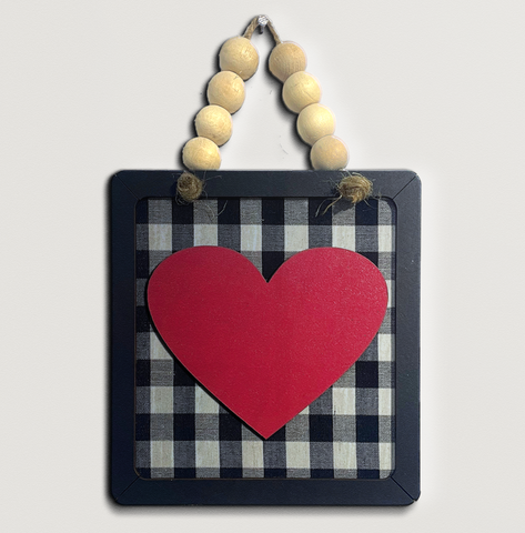 Red Heart in Square Wooden Wall Art Wemy Store