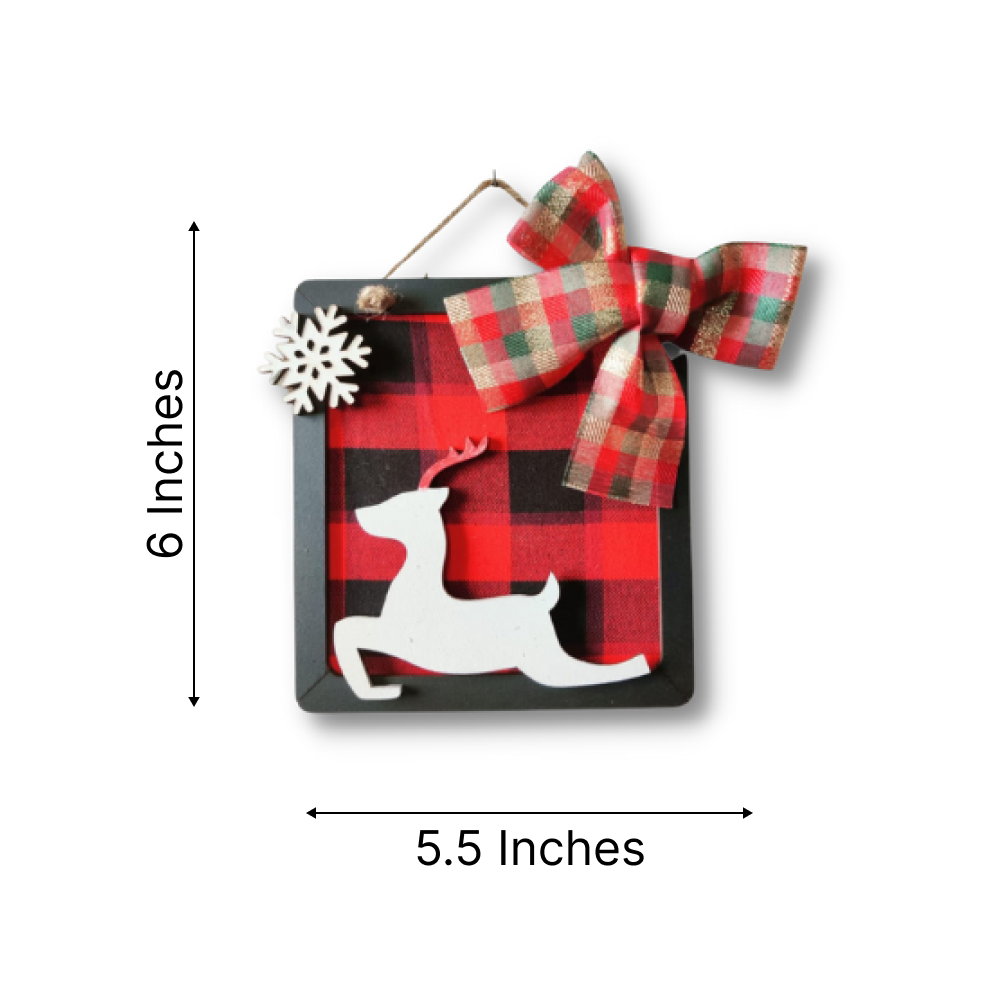 Reindeer, Bow, & Snowflakes Square Art Wemy Store