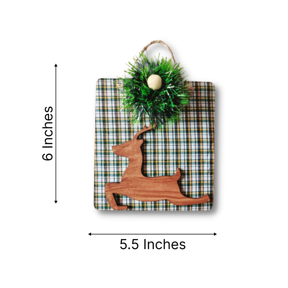 Reindeer & Green Tassel Mini Square Art Wemy Store