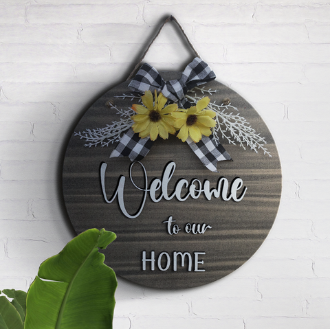 Round Sunflower Nameplate Hanging Home DÃ©cor 12 Inches Wemy Store