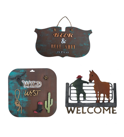 Rustic FarmHouse Theme Wooden Wall Art Set of 3 Wemy Store