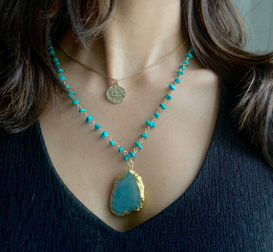 Zaariya Agate stone pendant necklace