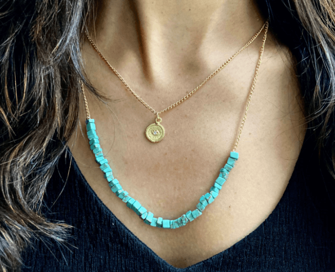 Zaariya Turquoise evil eye chain necklace