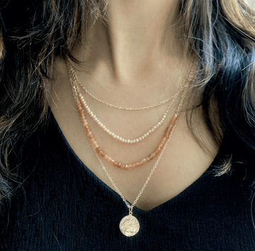 Zaariya Mini brass coin charm pendant peach peads