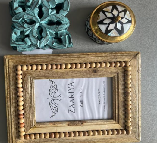 Premium Diwali Gifting Set | Includes Mango Wood Photo Frame, Mother of Pearl & Brass Trinket Box & Distressed Finish Coaster | Festival Gifting for Family