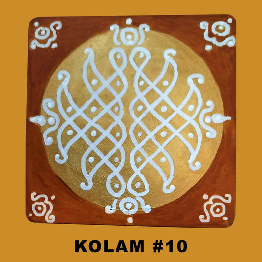 Set of 4 Kolam Tiles | Hand-painted Kolam Tiles | Kolam Tiles for Puja room Wemy Store
