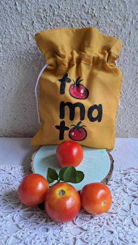 Set of 6 Hand-painted Vegetable Bags | Vegetable Bags | Veggie Lovers | Storage Bags Wemy Store