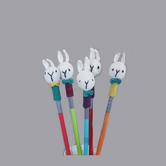 Set of 6 Handcrafted Amigurumi Pencil Topper Bunny _Random Color Wemy Store