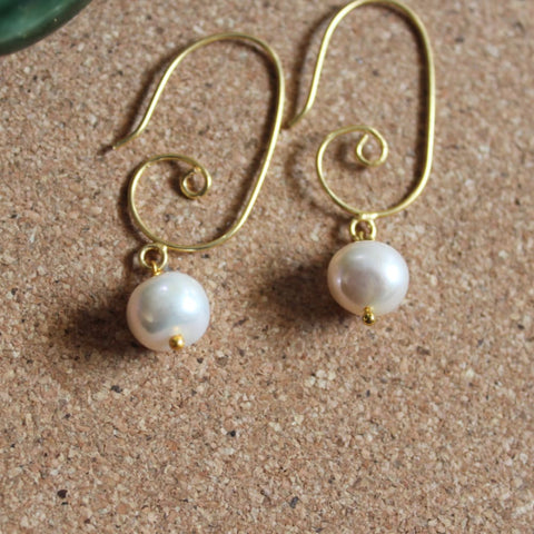 Spherical Pearl Earrings Wemy Store