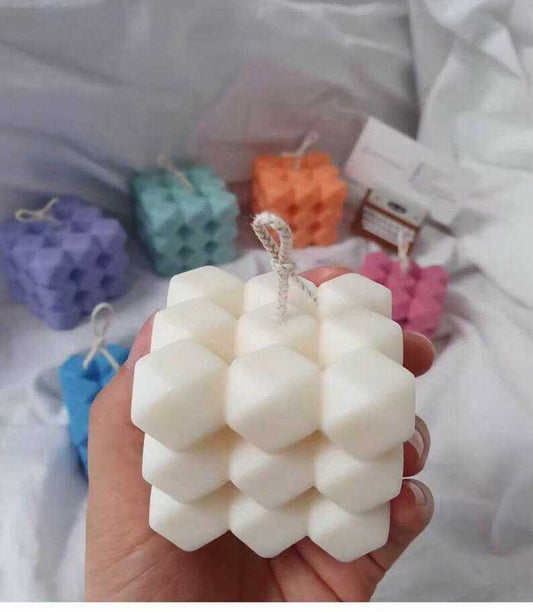 Spike White Cube Sculpted Aroma Candle - Sandalwood Wemy Store