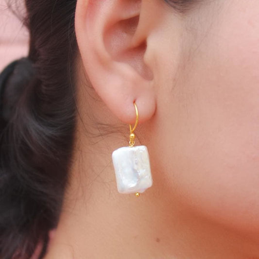 Square Baroque Pearl Earrings Wemy Store