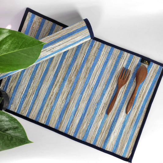 Table Mat Blue and Gray Stripes (TM0123-007) Wemy Store