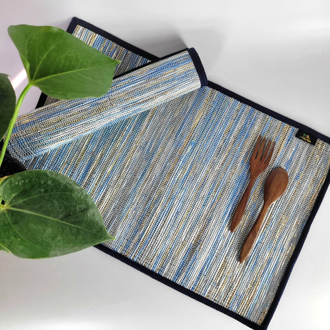 Table Mat Gray and Blue Stripes (TM0123-008) Wemy Store