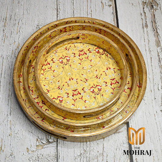 The Mohraj Bright Wooden Round Trays Wemy Store