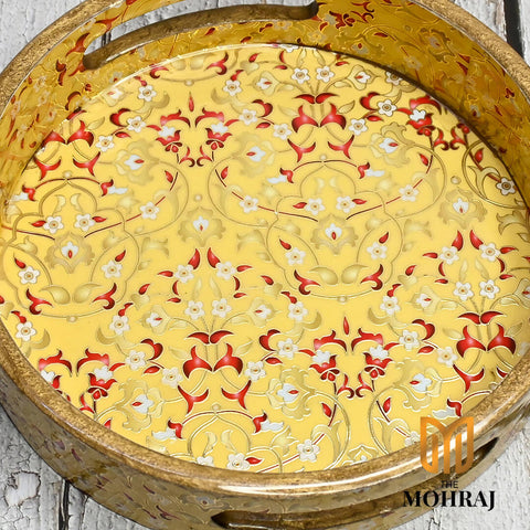 The Mohraj Bright Wooden Round Trays Wemy Store