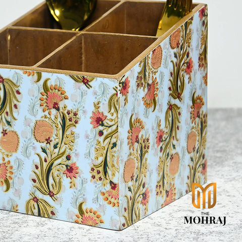 The Mohraj Floral Multicolor Cutlery Holder (4 Divisions) Wemy Store