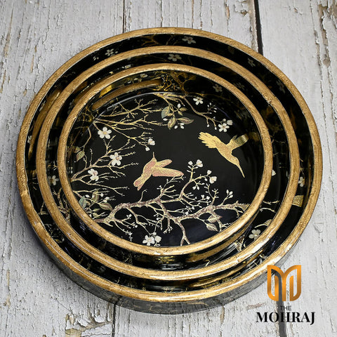 The Mohraj Night Abstract Round Trays Wemy Store