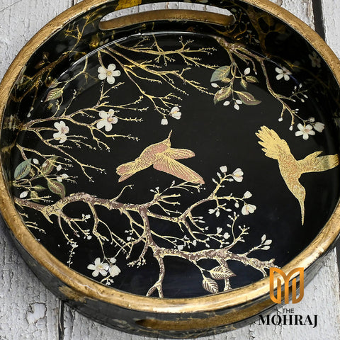 The Mohraj Night Abstract Round Trays Wemy Store