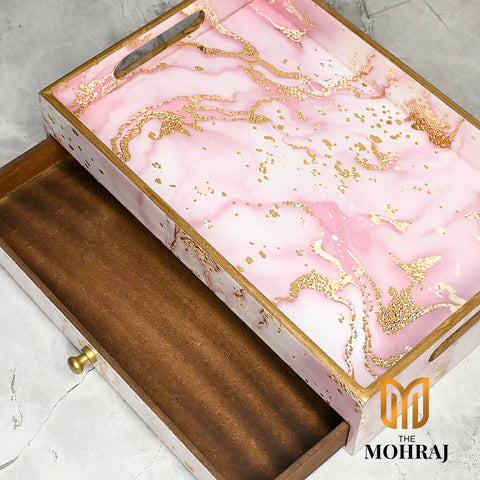 The Mohraj Pink Marble Drawer Box Wemy Store