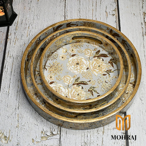 The Mohraj Summer Roses Round Trays Wemy Store