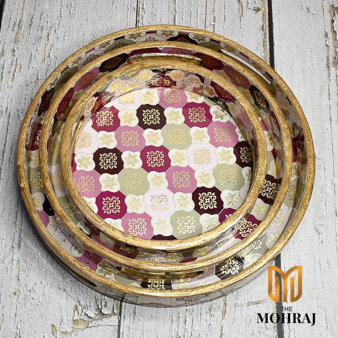 The Mohraj Turkish Pattern Round Trays Wemy Store