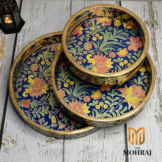 The Mohraj Vibrant Floral Round Trays Wemy Store