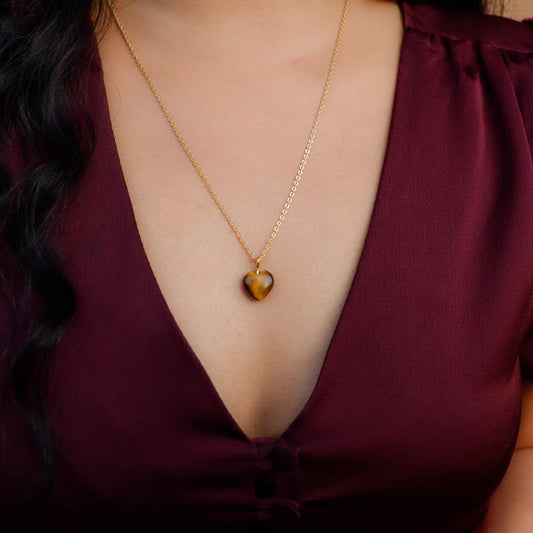 Tiger Eye Stone Pendant with Chain Wemy Store