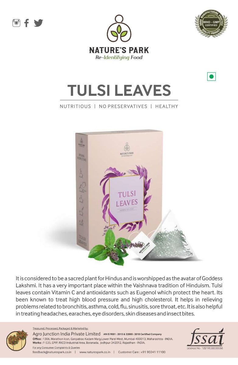 Tulsi Leaves Herbal Infusion (Pyramid Infusion Bags-5) Wemy Store