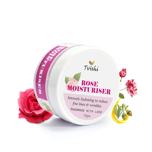 Tvishi Handmade Rose Moisturizer (25 gms) I Nourishing & brightening , nongreasy, all day moisture for Normal, dry skin I Anti-ageing, smoothening, fresh glowing skin I No parabens, silicones, artifical ingredients Wemy Store