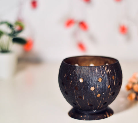 Up-cycled coconut shell- Milena votive holder Wemy Store