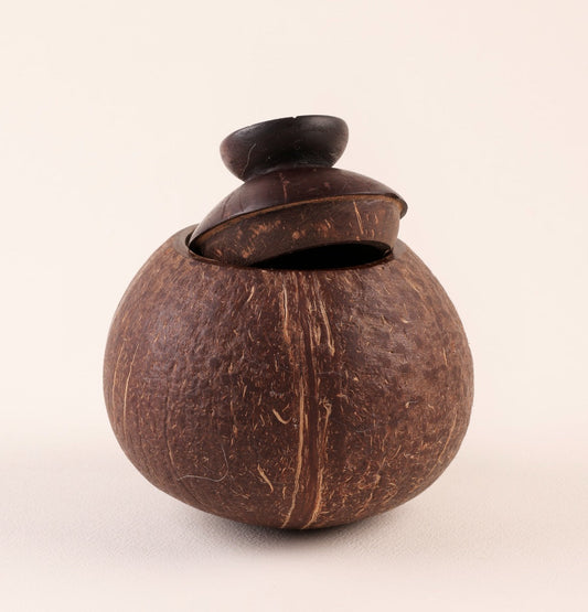Up-cycled coconut shell container- Swarna container with lid Wemy Store