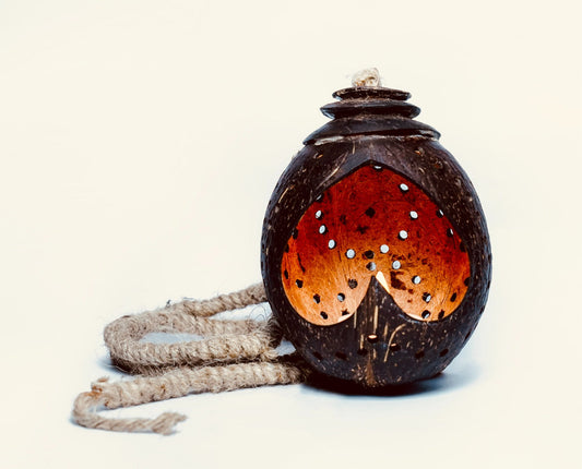 Up-cycled discarded Coconut Shell - Siva Hanging Lantern/Light (hanging votive holder) Wemy Store