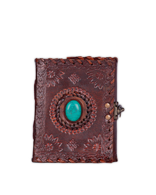 Handmade Leather Diary - Turquoise Stone for Inner Peace