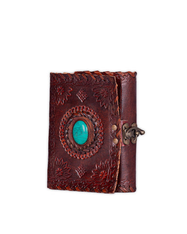 Handmade Leather Diary - Turquoise Stone for Inner Peace