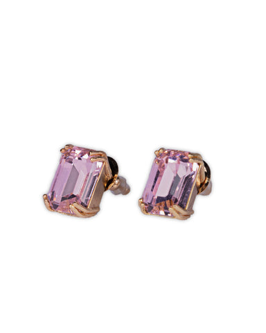 Zaariya- 2 Stone Swarovski Crystal Elements SQ Rose Gold Stud Earring in Lt Gold Finish