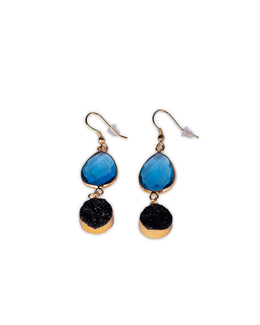 Zaariya 2 stone blue crystal earring