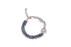 Zaariya- Half and Half Baroque Pearl and Crystal Wrapped Bead Bracelet