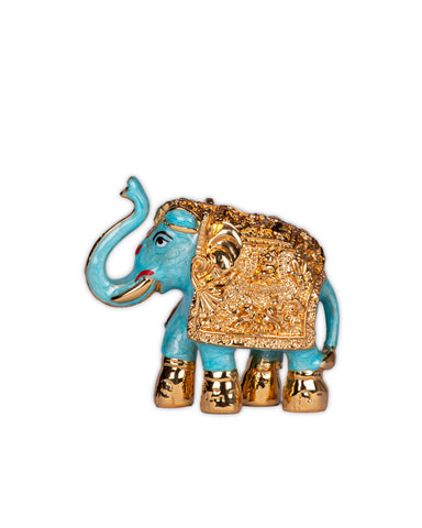 24k Gold Plated Elephant Idol Showpiece (Blue)