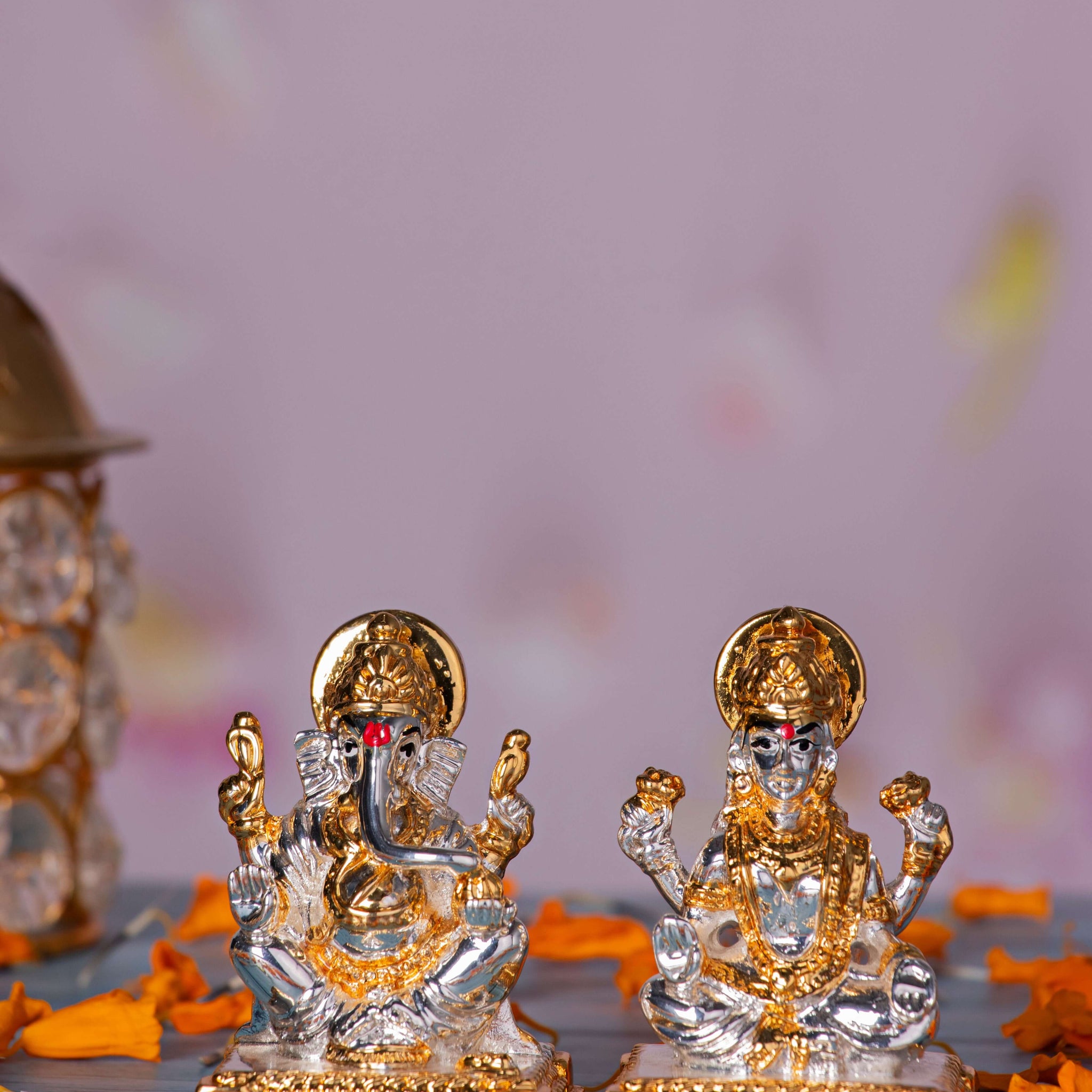 Laxmi Ganesha Idol set for Gifting Silver (3 inches)