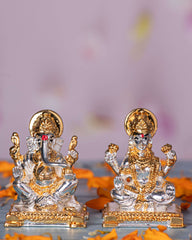 Laxmi Ganesha Idol set for Gifting Silver(3 inches)