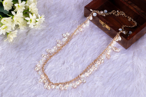 Zaariya- Long Barooque pearl and MOP Shell pearl Necklace