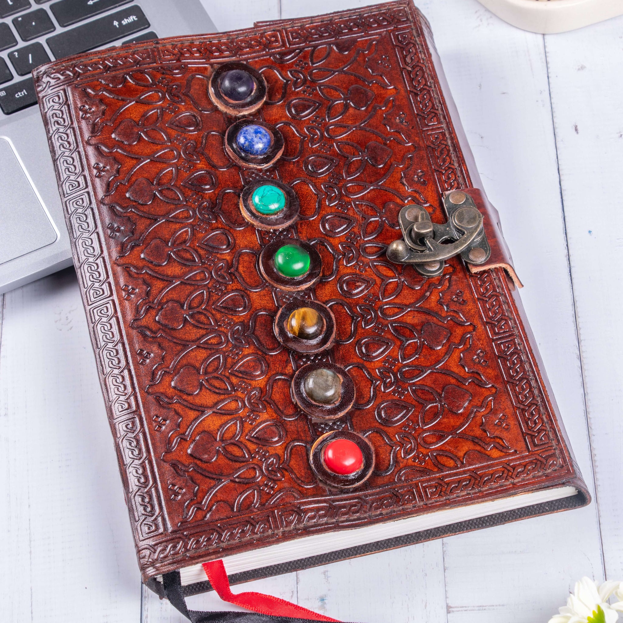 Handmade Leather Diary - 7 chakra for Goodluck