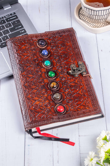 Handmade Leather Diary - 7 chakra for Goodluck