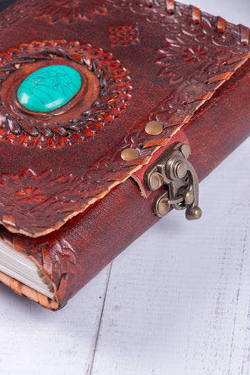 Handmade Leather Diary - Turquoise Stone for Inner Peace